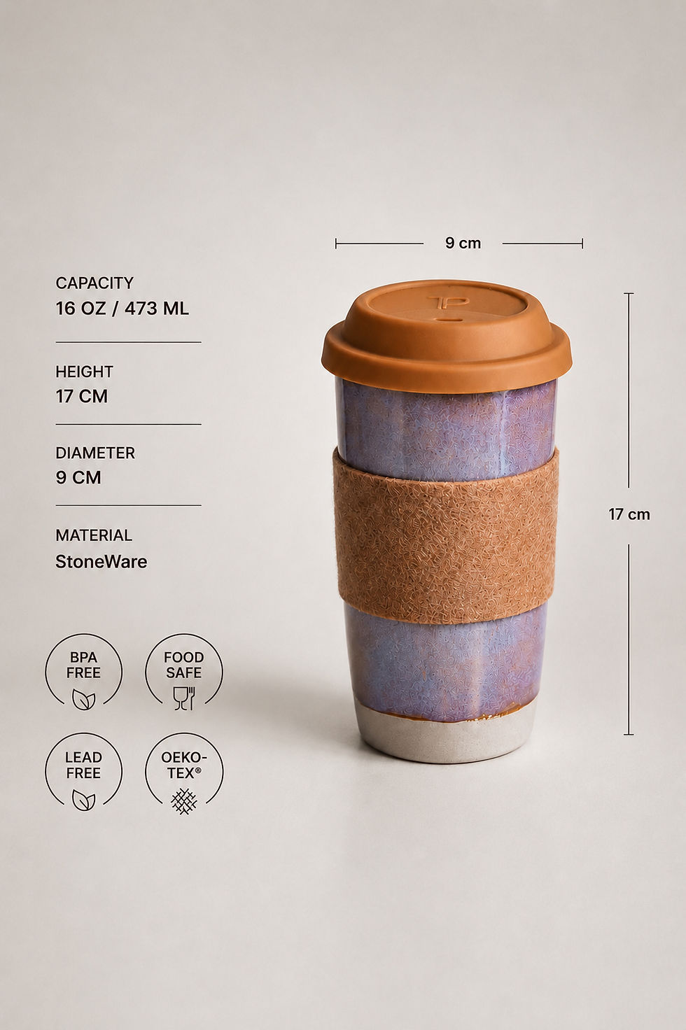 Anima Stoneware Travel Mug Kupa - Terra Pores