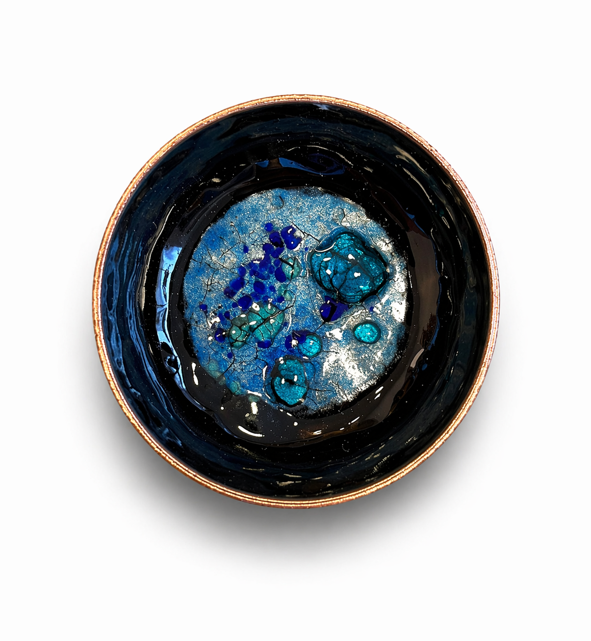 Mine İşlemeli Bakır Gümüş Varaklı Mini Boy Tabak - Mine Objects