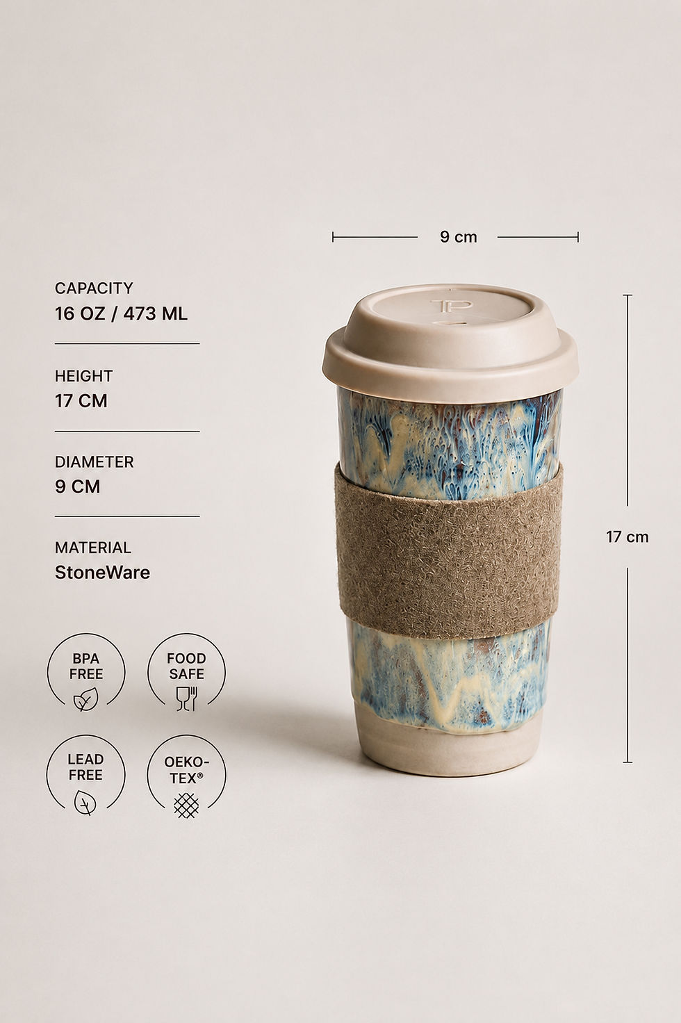 Aeris Stoneware Travel Mug Kupa - Terra Pores