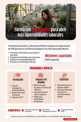Dará Fundación Santander y Generation México formación para mejorar empleabilidad a 400 jóvenes