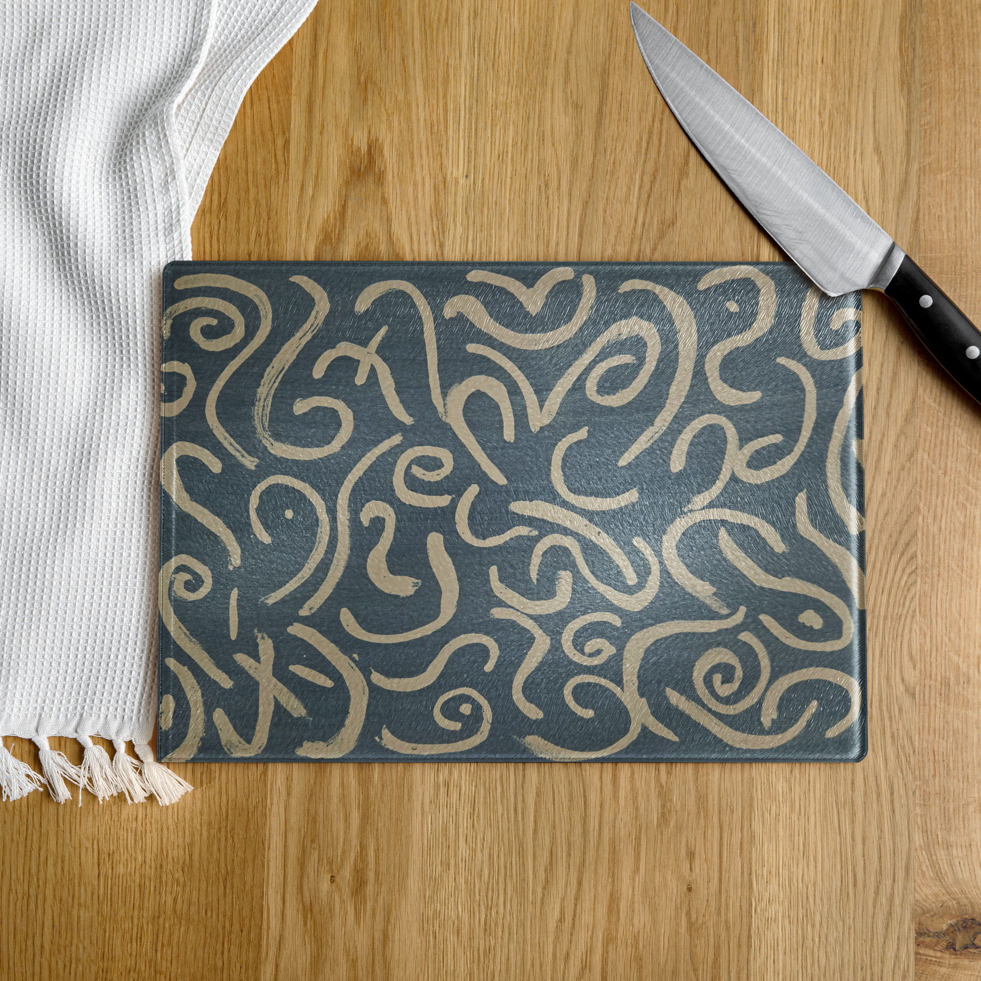 "Muted Blues" Glass Cutting Board