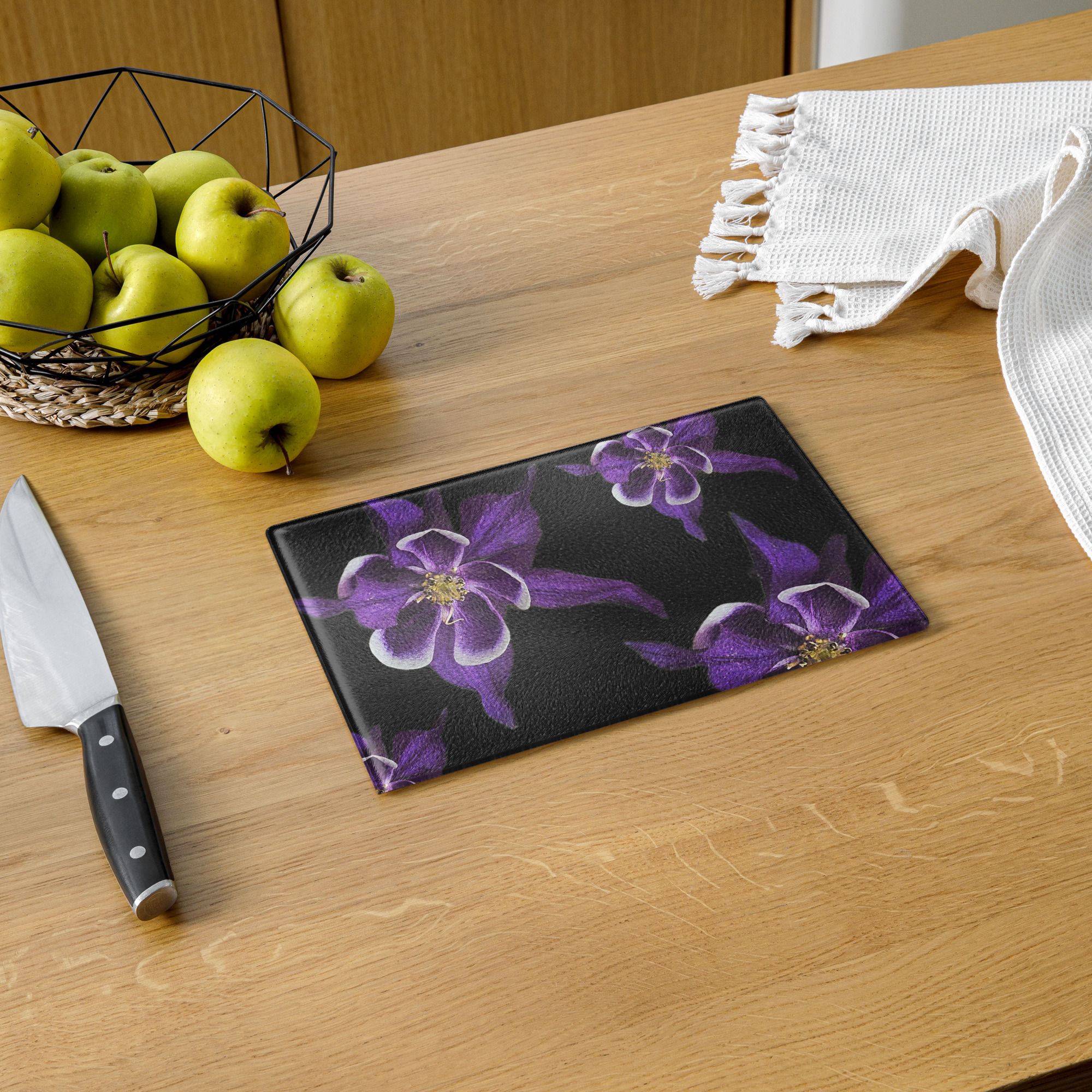 "Violet Aquilegia" Glass Cutting Board