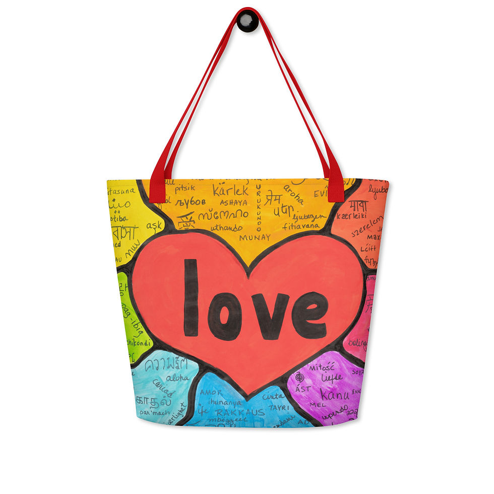 Thumbnail: "Love is Our Language" Large Tote Bag