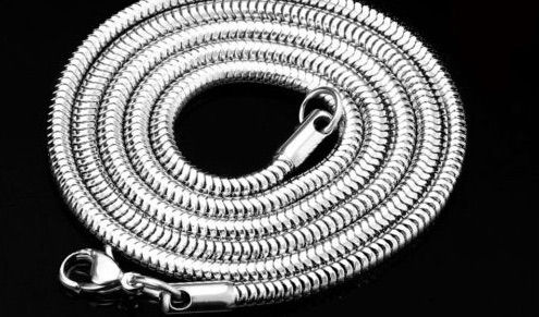 Thumbnail: Silver 3mm Snake Chain Necklace