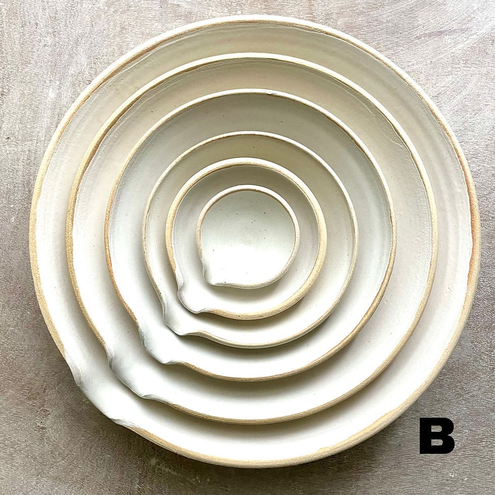 Thumbnail: Sets of stoneware graduated pouring bowls in Fat White glaze