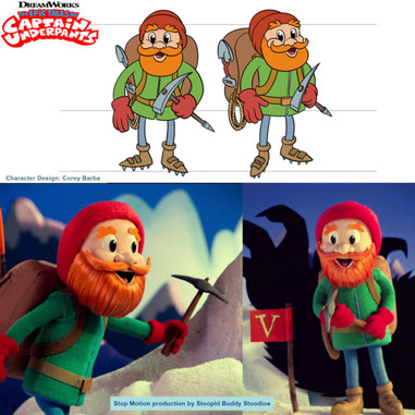 I did Character Design for a stop motion sequence on Captain Underpants by Corey Barba.