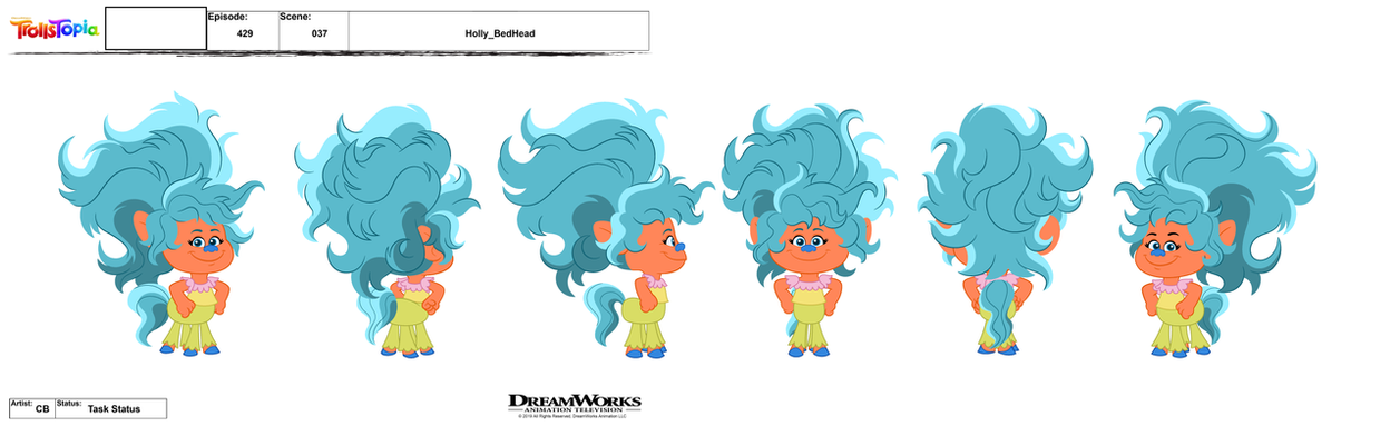 DreamWorks Trolls Holly Bedhead Character Design Turnaround by Corey Barba.