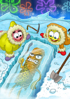 Nickelodeon Spongebob Comics - This cover, featuring a photo of an actual frozen fish stick, accompanied a 10-page story where this photograph of a fish stick wreaks havoc in Bikini Bottom, à la Encino Man. By Corey Barba.