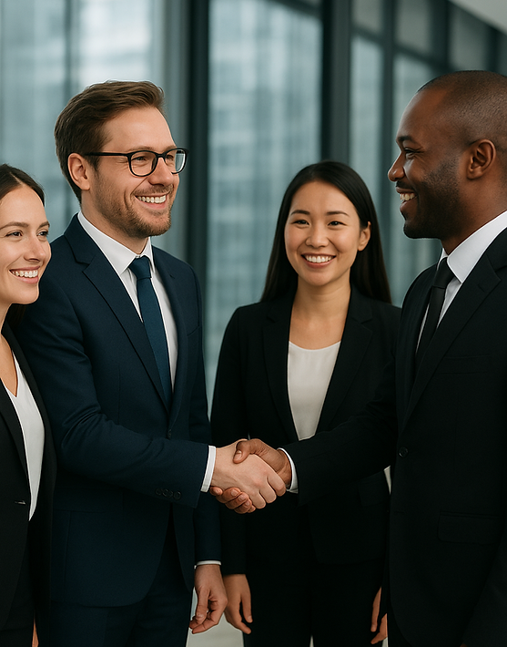 Image of male & female executives smiling