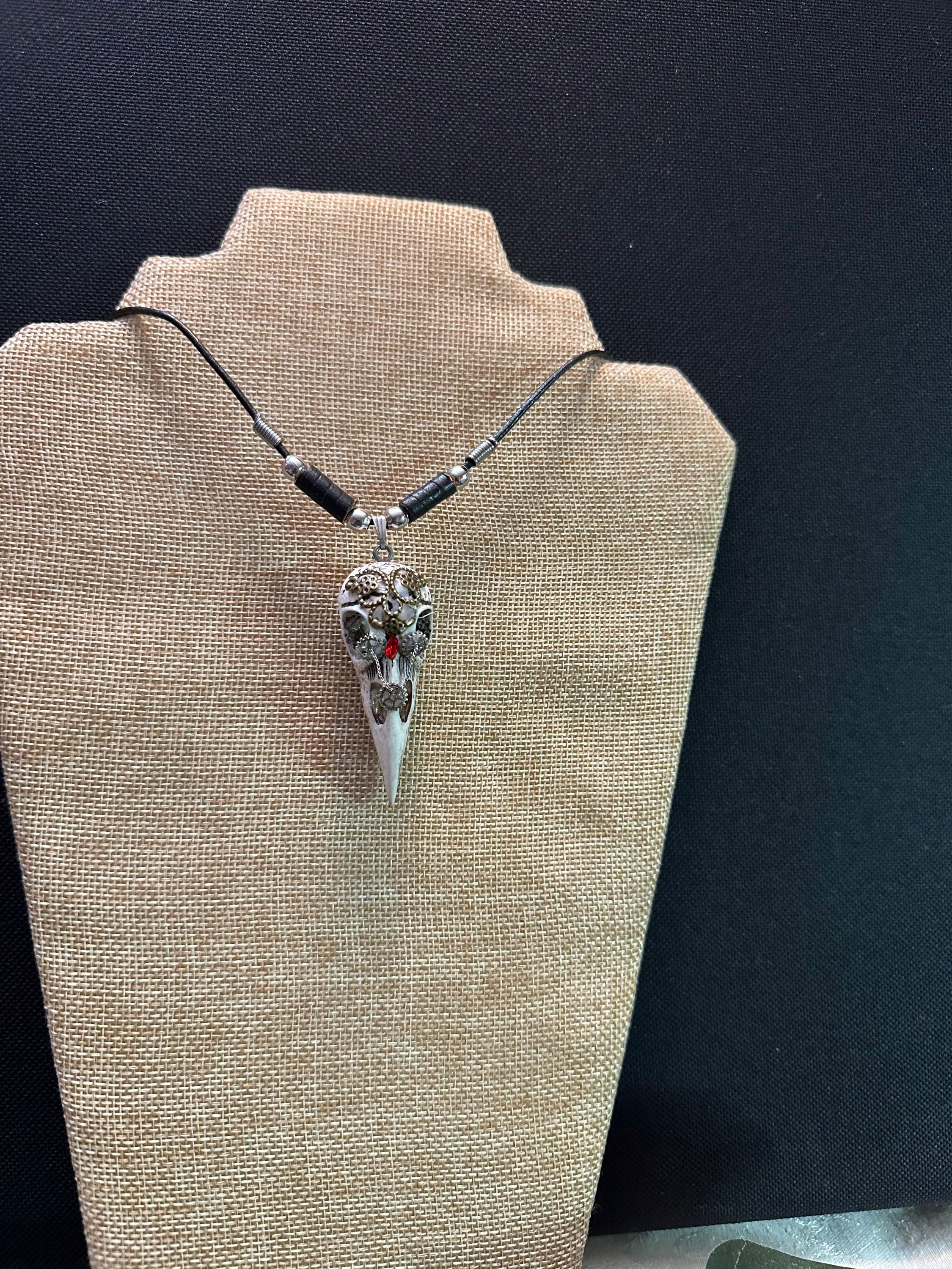 Jeweled Bird Beaked Leather Necklace 4 Men