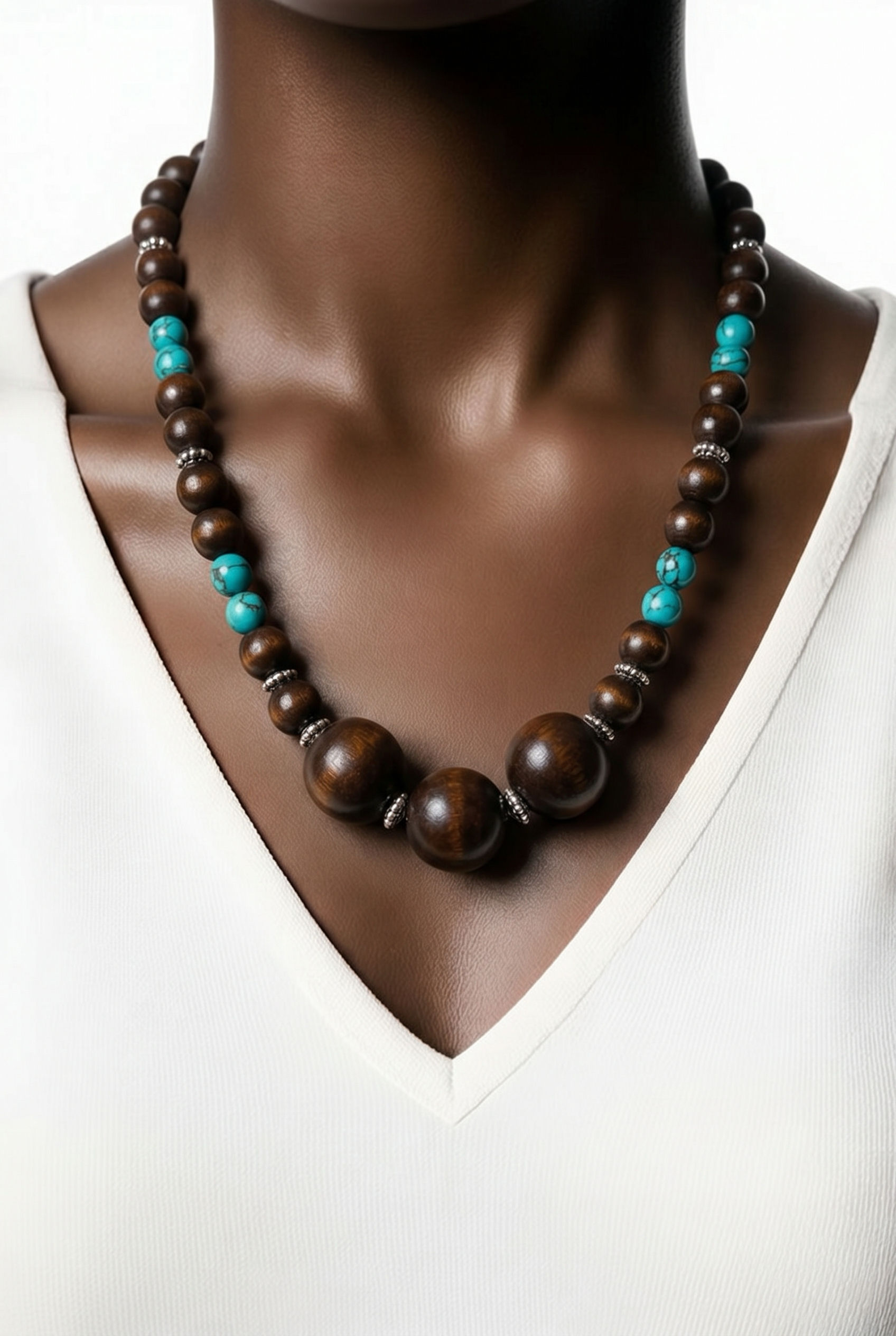 Aqua Blue / Wooden Necklace Set