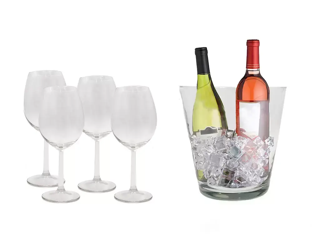 CHAMPAGNE COOLER WITH 4 GLASS M0011