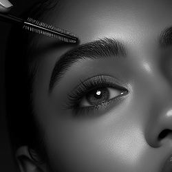 black and white, beauty service, dark brows