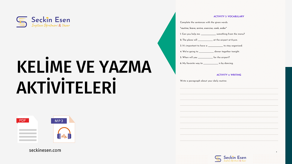 Miniature : 3 ADET A1/A2 Seviye İngilizce Okuma ve Dinleme Egzersizi PDF + MP3