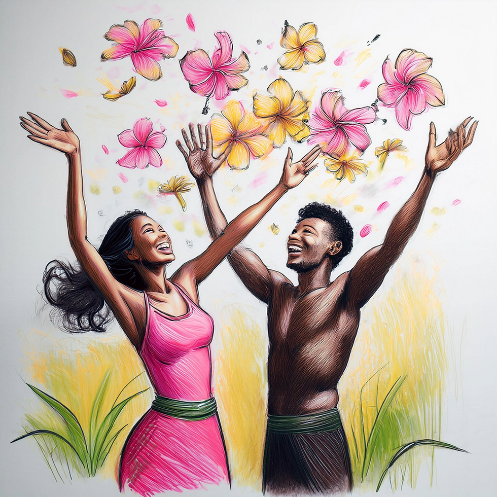 A man and woman in celebration