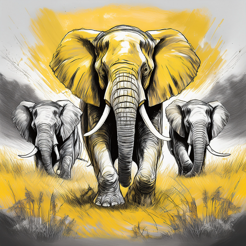 Elephants in a field