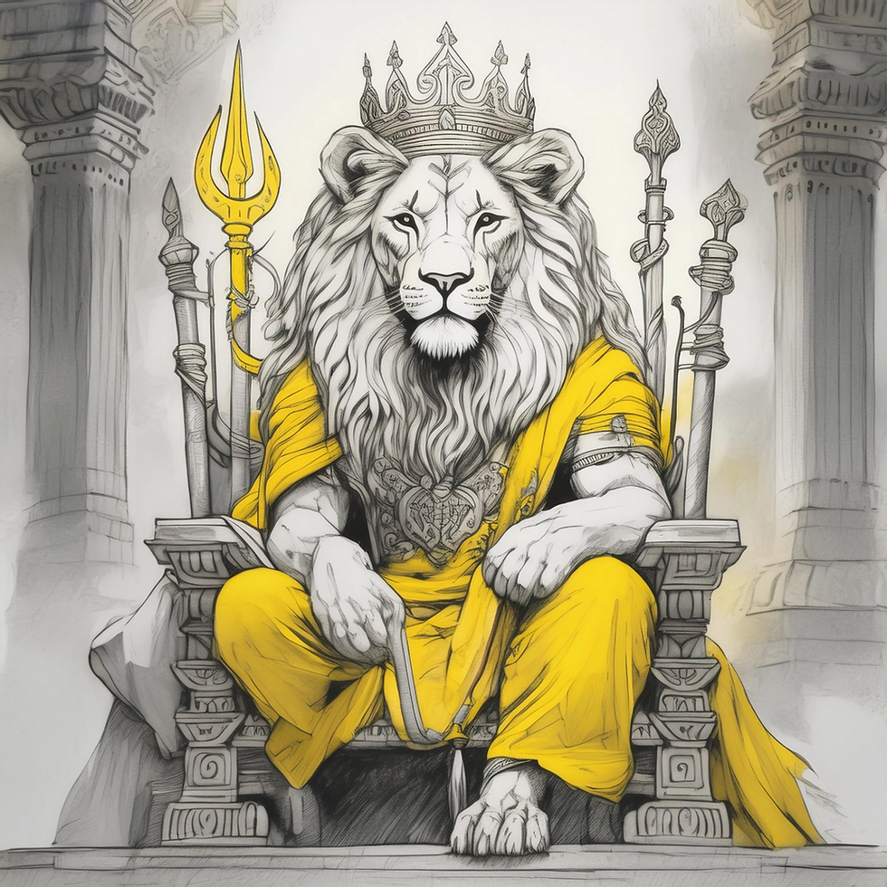 Lion king sitting on a throne
