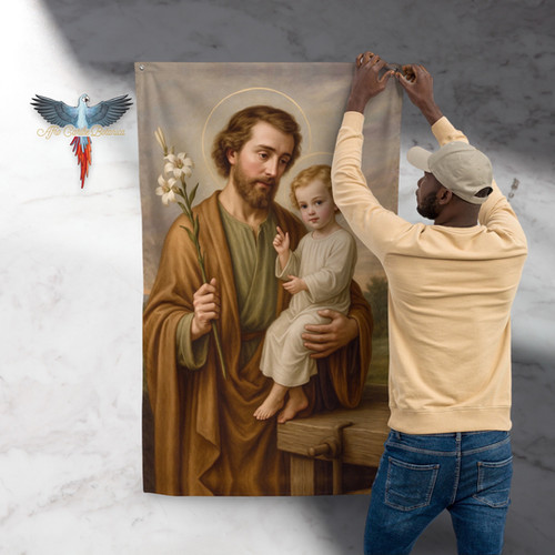 St Joseph Papa Loko Flag Afro Caribe Botanica Spiritual Decor