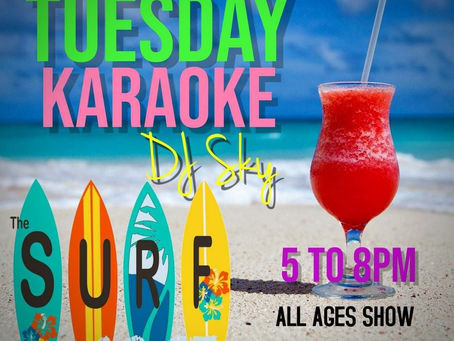 KARAOKE TUESDAY'S WITH DJ SKY AT THE SURF RESTAURANT IN FERNANDINA BEACH.