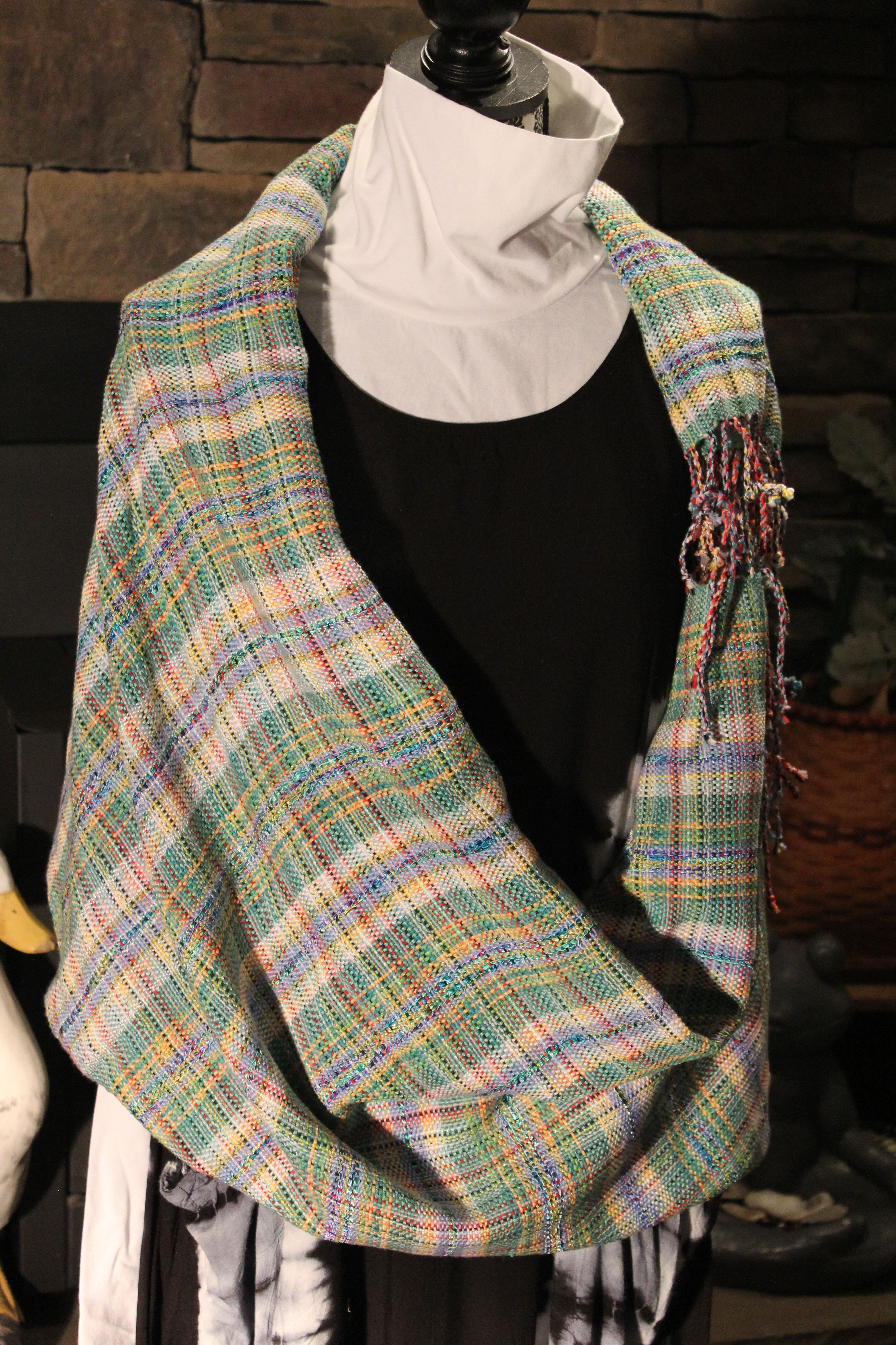 Lime and Yellow "Lucy" infinity shoulder wrap