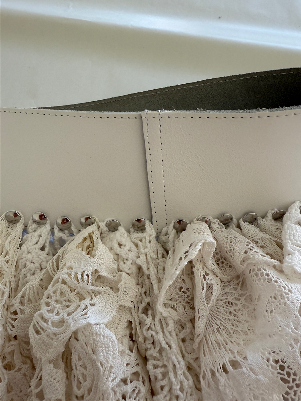 Thumbnail: Mini skirt regenerated lace XS-S