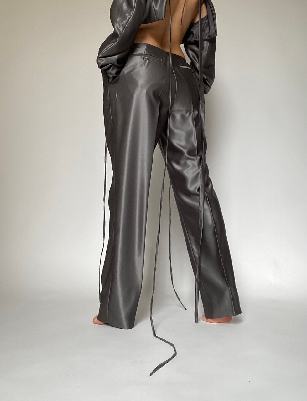 Thumbnail: Anthracite Blazer Top and Pants Set   Size  S