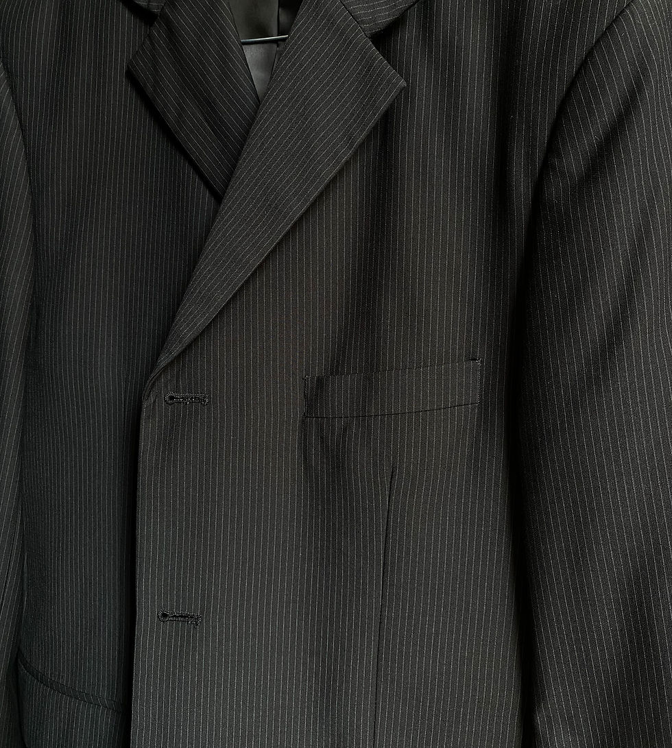 Thumbnail: Black Striped Suit  - Size S/M