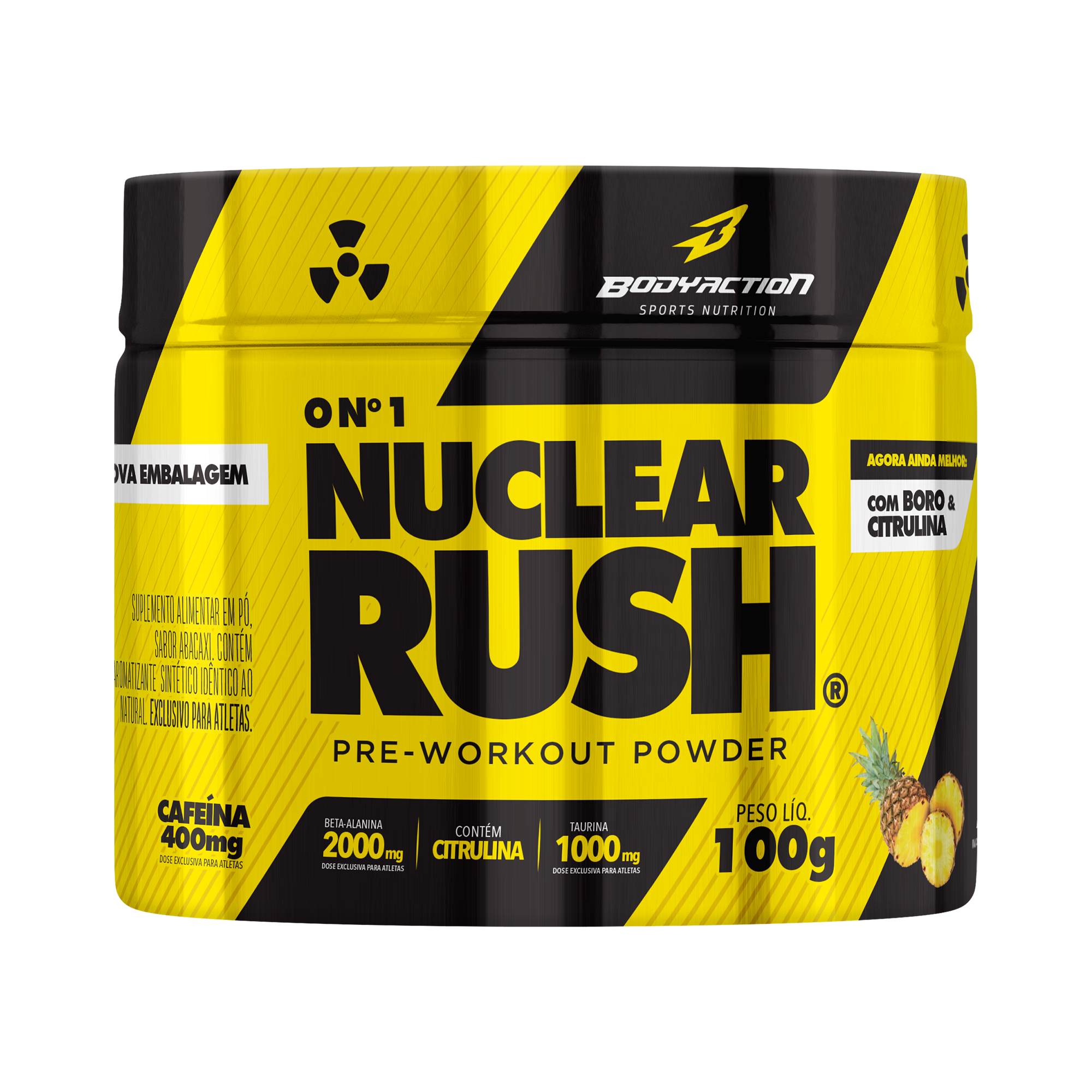 NUCLEAR RUSH - pré treino com boro + citrulina - abacaxi - pote 100g