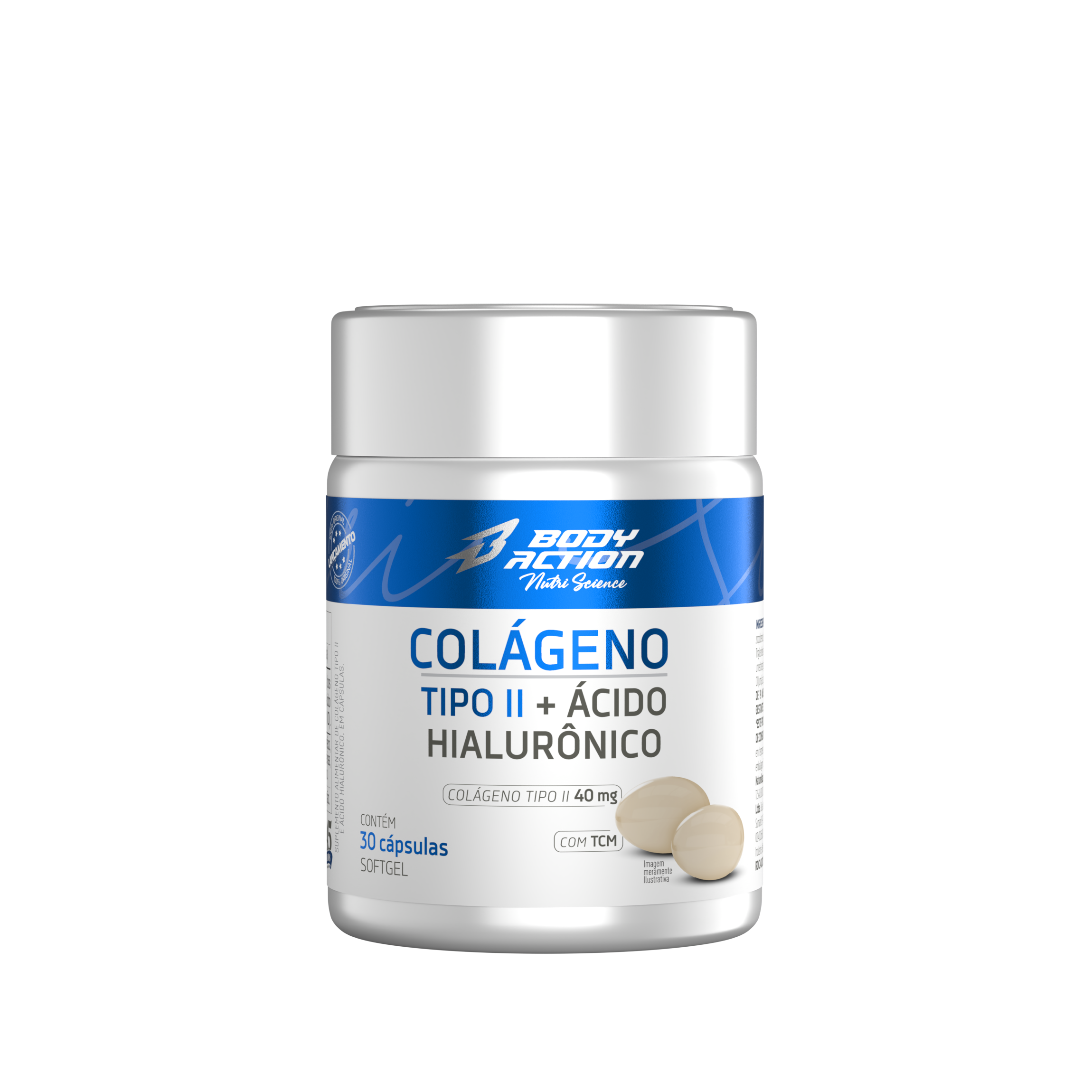 Colágeno Tipo II + ácido hialurônico - revitaliza pele - 30 cápsulas soft gel