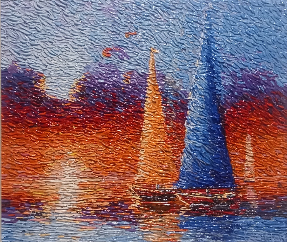 abstract sailboat paintings by Chris Quinlan Irish artist