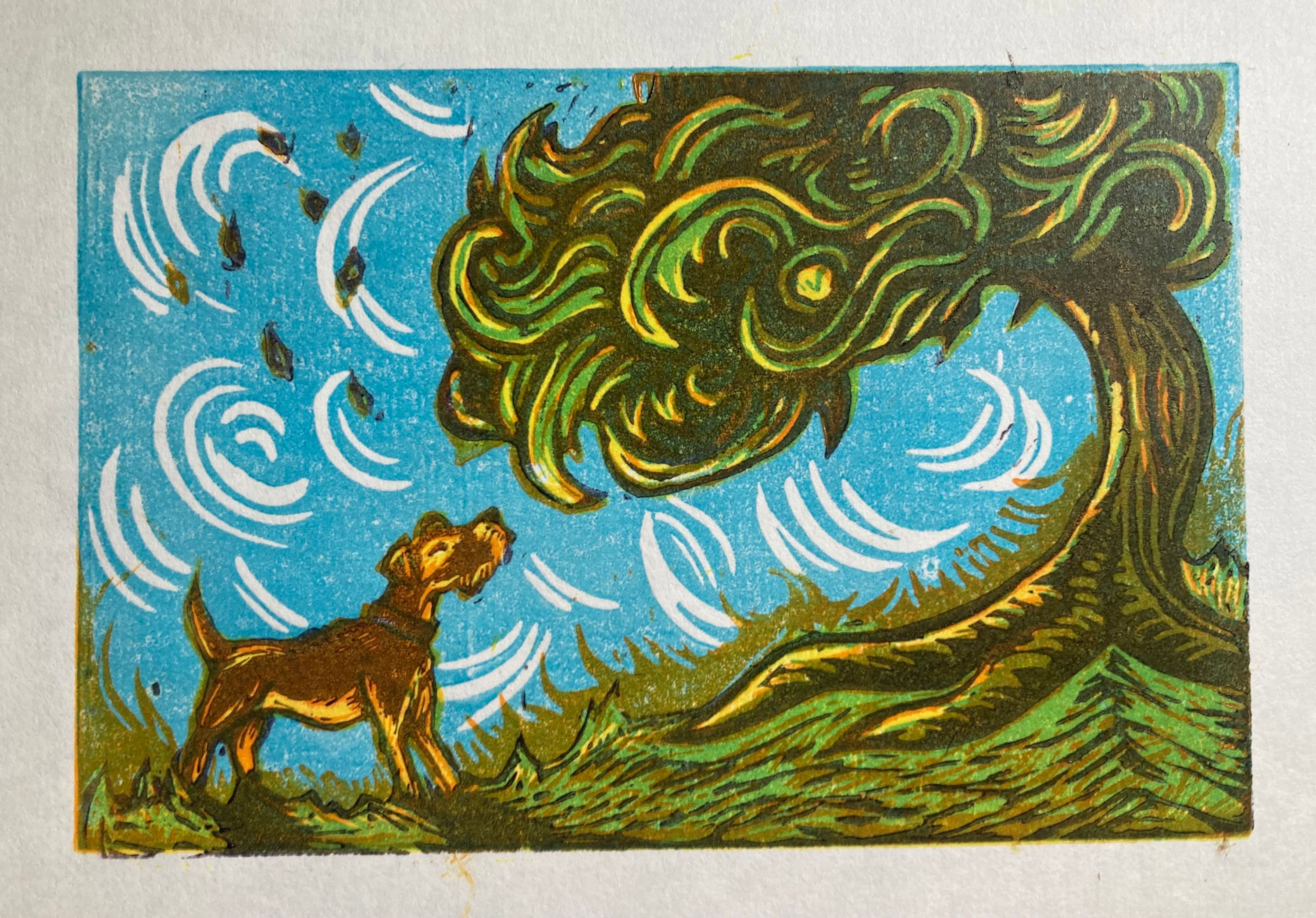 ‘That’s my ball’  (Multiblock lino print)