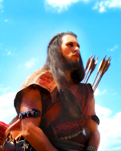 Prorok Enos z Księgi Mormona modląc się do Boga