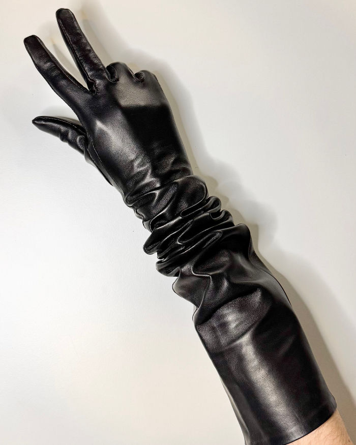 Thumbnail: Luxury Black Leather Opera Gloves – Elegant Long Elbow-Length Fashionable Formal Design
