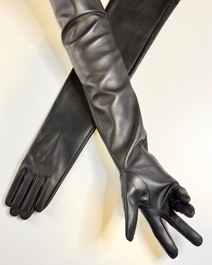 Thumbnail: long opera leather gloves for men man