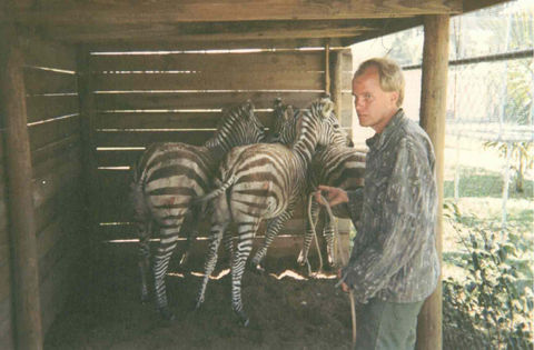 Wildlife Trapper Todd Hardwick with Zebras