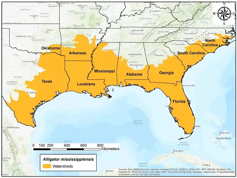 Alligator Habitat Range