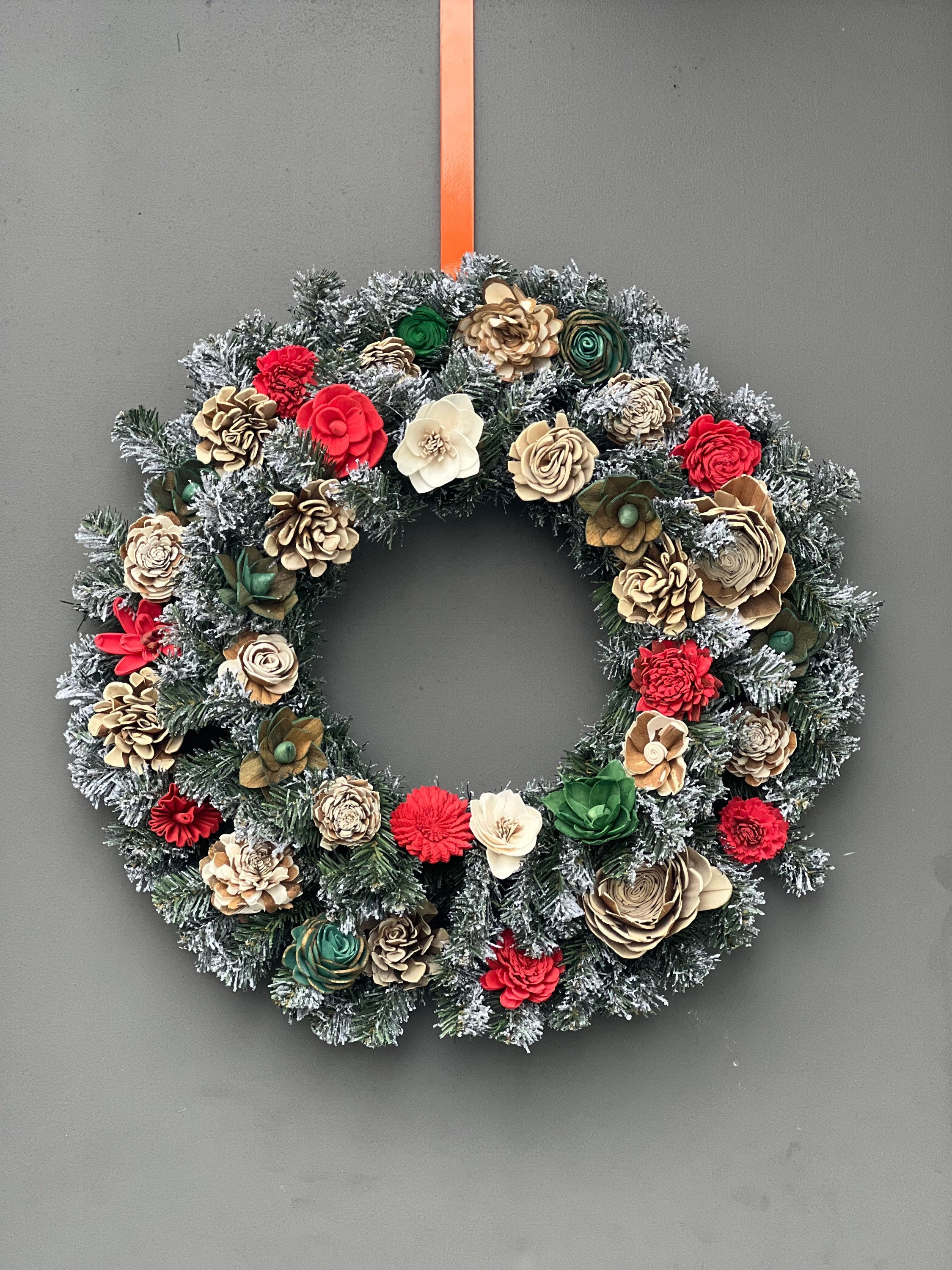 24” Frosted Evergreen Elegance Wreath