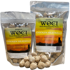 Link to shop Zaniya Woci Freeze Dried Chicken Meatball Dog Treats by Koda Pet Foods