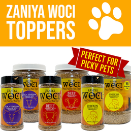 Link to shop Zaniya Woci Freeze Dried Raw Dog Food Toppers