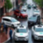 AI-generated image showing robotaxis in abundance