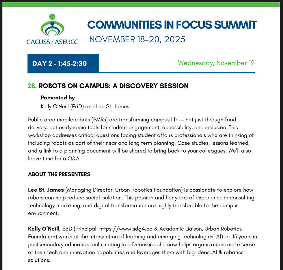 Robots on Campus session description