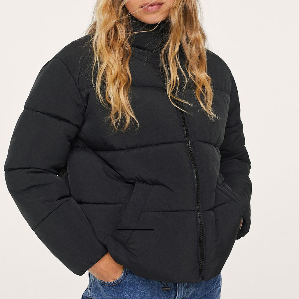 N°· EIGHT Black Side Zip Quilted Coat