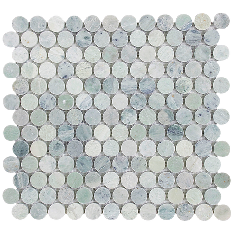 Verdi Cristallo Penny Round Honed Mosaic 305x287x10mm Verdi Cristallo Penny Round Honed