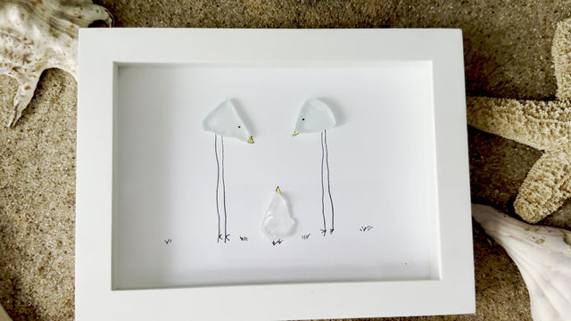 Thumbnail: Family Framed Sea Glass Art
