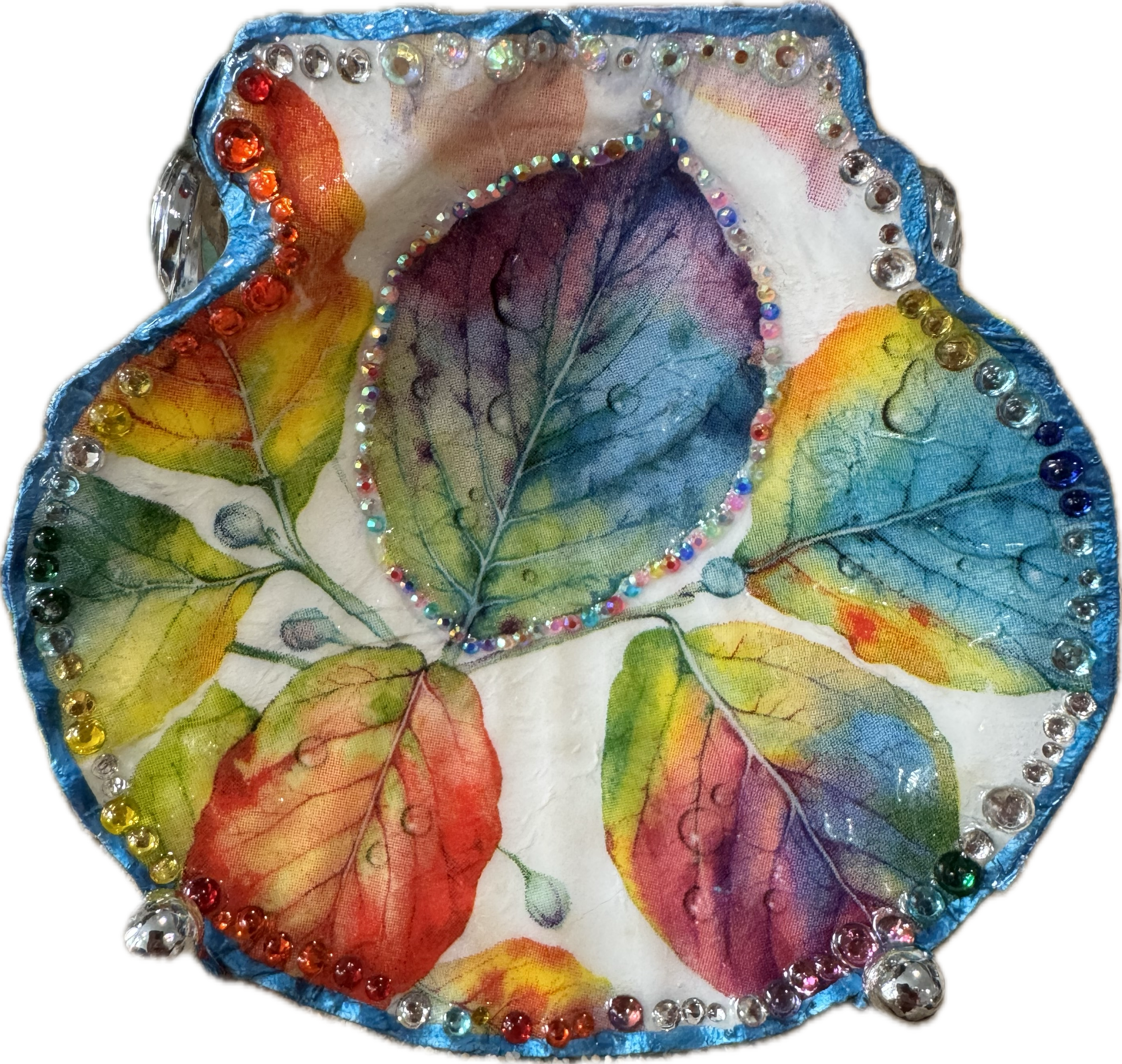 Autumn Glow Leaves Scallop Shell Dish