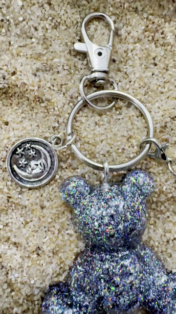 Thumbnail: Silver Sparkle Bear Keychain 