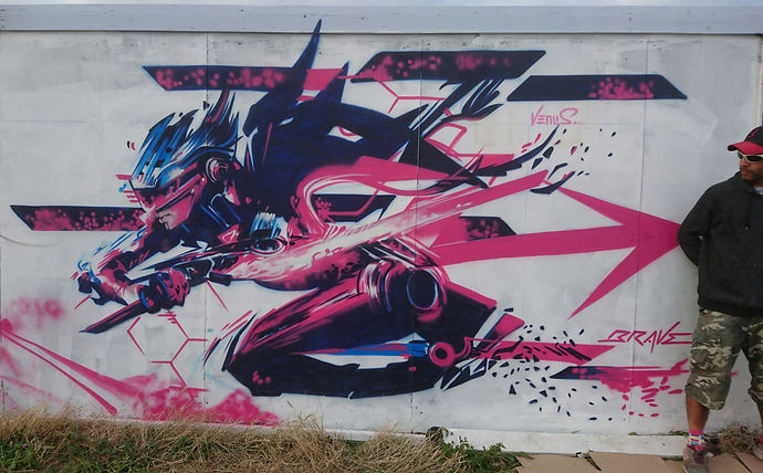 southend street art origins legal board hoardings seaside town fiyora character