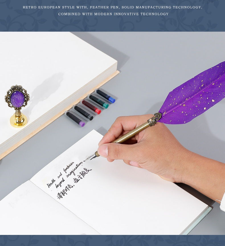 الصورة المصغرة: مجموعة قلم الريشة مع ختم شمع