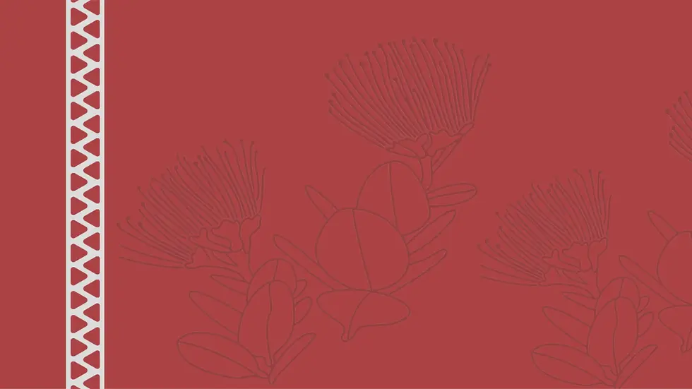 WF Lehua Sketch Maroon Background with Tribal Stripe.webp