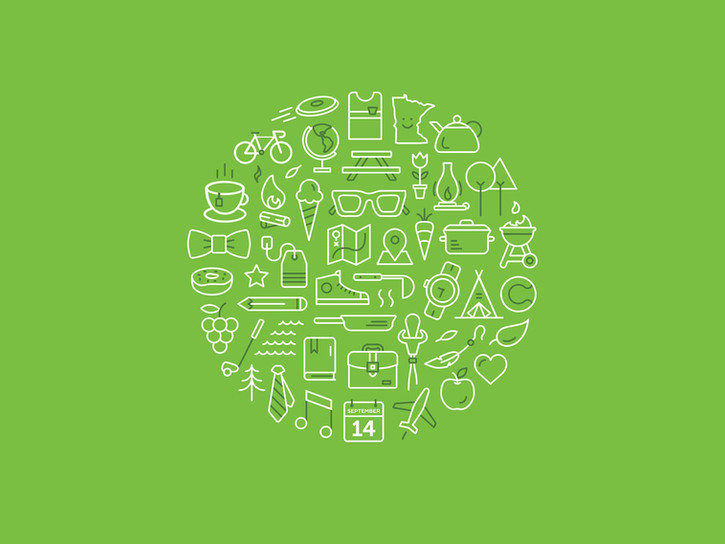 icons in a circle on green background